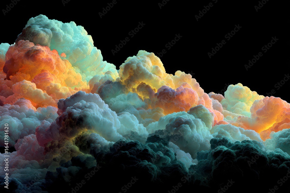 Poster colorful clouds swirl in a vivid display against a dark backdrop, creating a captivating visual expe