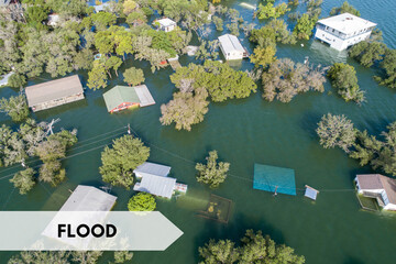  flood overflow of water submerges land Concept