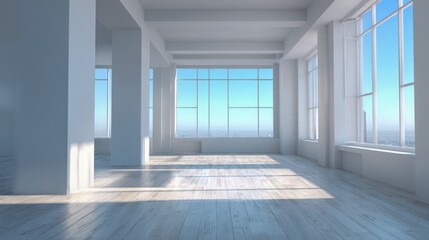 Bright and Airy Modern Interior with Large Windows and Open Space in a Minimalist Style