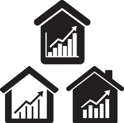 Real estate growth chart silhouette
