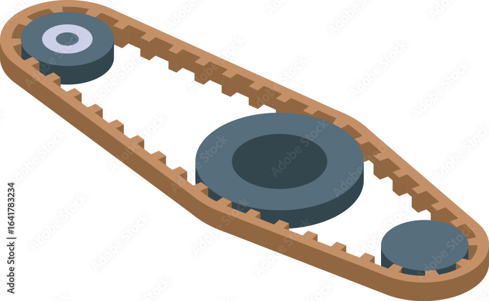 Poster timing belt efficiently transferring rotational motion between cogwheels in a mechanical system