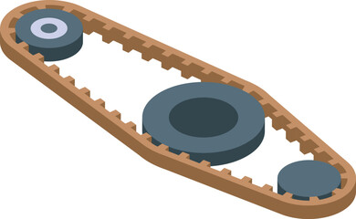Timing belt efficiently transferring rotational motion between cogwheels in a mechanical system