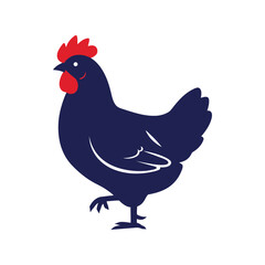Rooster Chicken Hen Vector Illustration, Farm Animal Icon, Poultry, Egg and Food Industry
