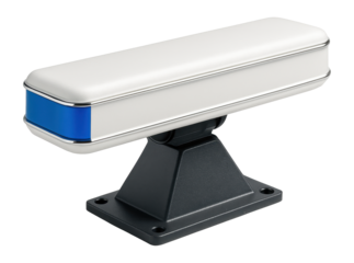 Rail-mounted radar with angular mounting base and weatherproof housing