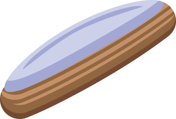 Sweet eclair with purple icing filling isolated on white background representing french dessert