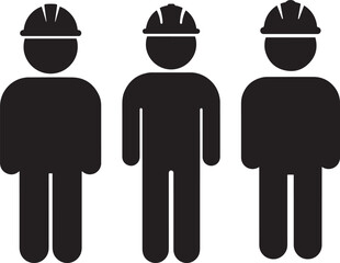 Three construction workers in silhouette