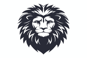 Obraz premium A stylized dark gray lion portrait reveals powerful mane on a clean white backdrop