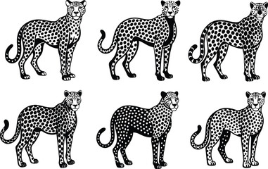 Cheetah Vector Bundle Fastest Animal Silhouettes