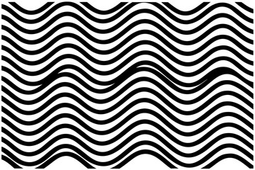 Abstract black and white wavy line pattern optical illusion