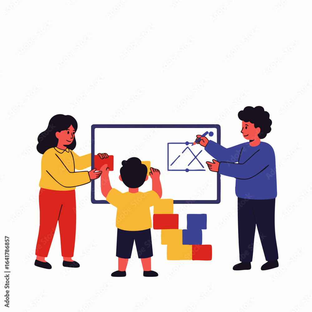 Poster this engaging illustration portrays a diverse group collaboratively learning and building, emphasizi