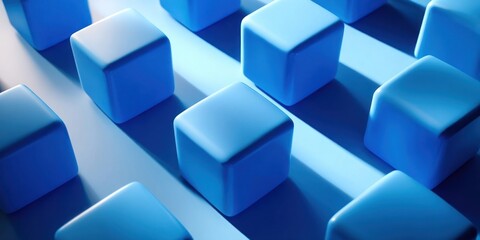 Obraz premium Abstract pattern of blue cubes with shadows