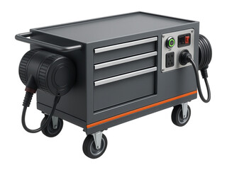 Fototapeta premium Utility workshop wagon with external control panels and retractable power cables