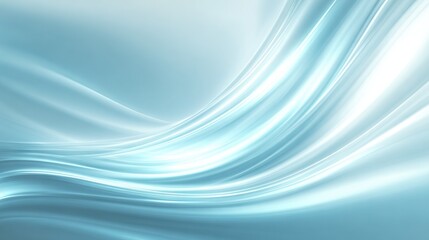 Fototapeta premium Elegant flowing curves in luminous light blue tones with silky texture, abstract smooth wave design for modern and refreshing visuals
