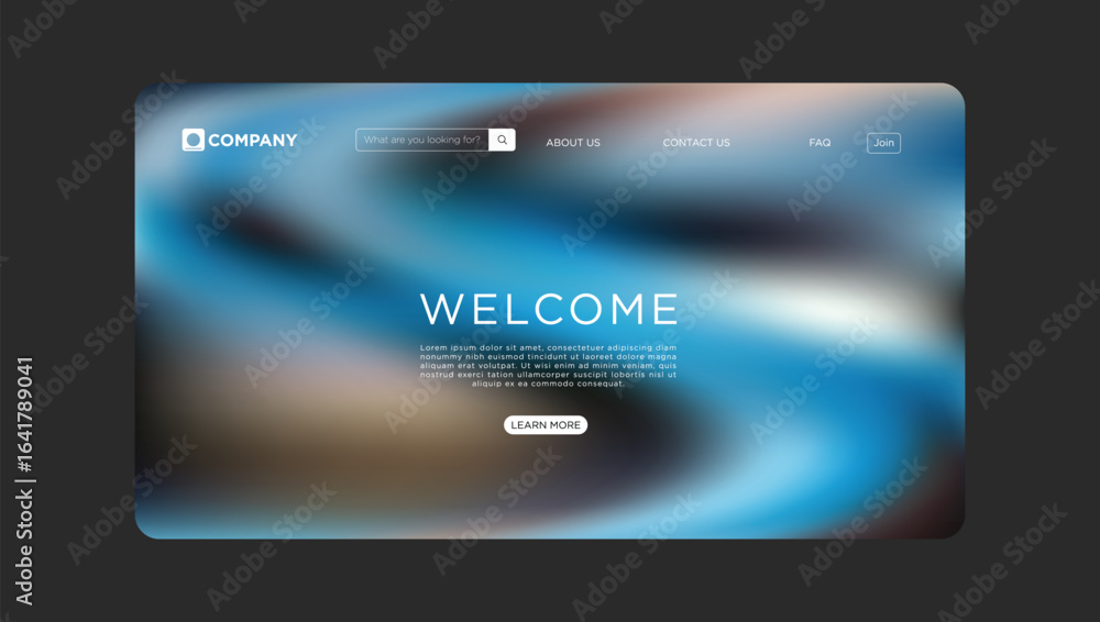 Wall mural sleek modern website landing page design with vibrant blurred background and clean user interface el