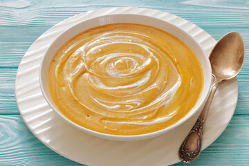 roasted parsnip and carrot soup, top view
