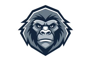Gorilla Head Mascot Cartoon in Gray Isolated on White Background