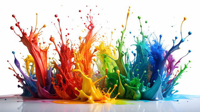 Explosion of vibrant colors liquid splash isolated on transparent background