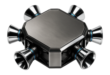 Octagonal propulsion module with visible thruster nozzles