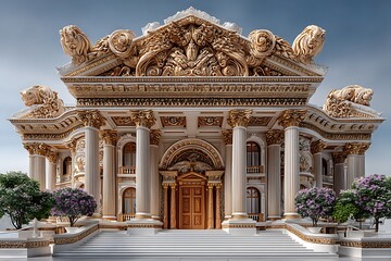 Fototapeta premium Impressive temple featuring detailed sculptural work high resolution picture.