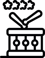 Drum playing with drumsticks creating a five star rhythm, symbolizing musical excellence and entertainment