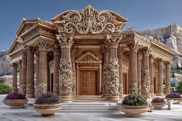 Obraz premium Magnificent temple with ornate architectural elements high resolution picture.