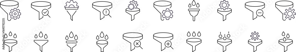 Poster simple linear icon of filter, funnel. minimalistic linear pictogram for web and graphic design, apps