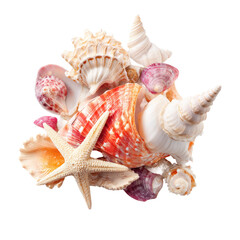 Obraz premium Colorful seashells and starfish