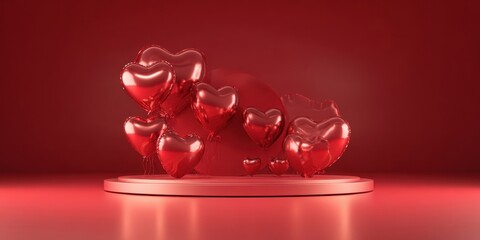 The shining heart balloons creating a romantic atmosphere for celebrations.