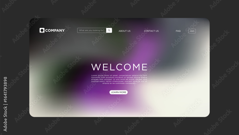 Wall mural modern website landing page with vibrant gradient background and sleek interface elements for busine