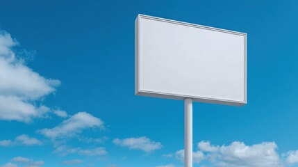 Blank Billboard Mockup Against a Blue Sky with Clouds Ideal for Advertising Campaigns