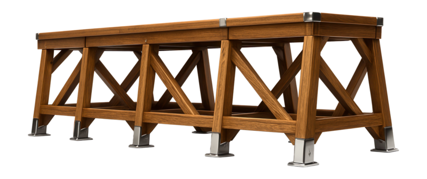 Wooden dry dock with traditional timber framing and support beams