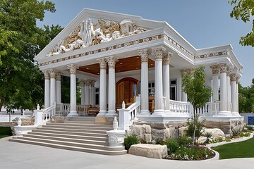 Obraz premium Palatial residence with classical Greek inspired elements high resolution picture.