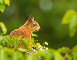 Fototapeta premium Red squirrel in tree