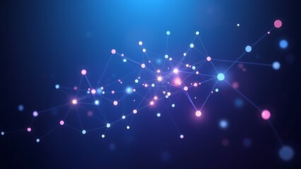 Fototapeta premium Abstract data visualization with glowing interconnected nodes in dark space, symbolizing modern technology.