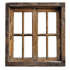 Rustic wooden window isolated on transparent background