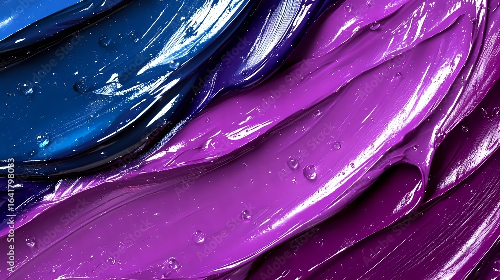 Poster abstract fluid art background with vibrant blue and purple paint swirls creating dynamic flowing pat