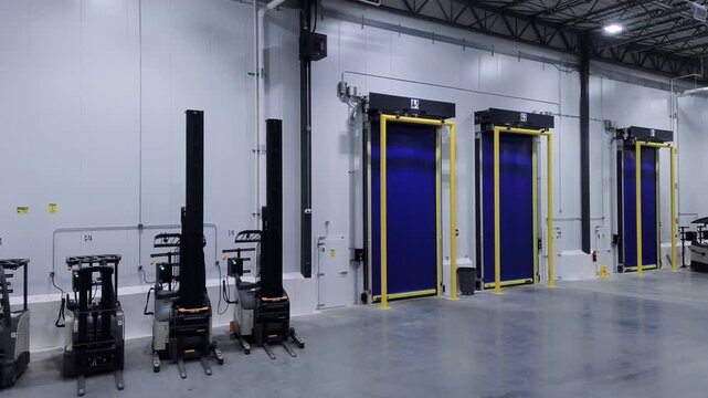 Cold storage warehouse with electric forklifts charging