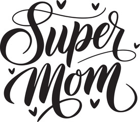 Super Mom Minimalist Typography Silhouette