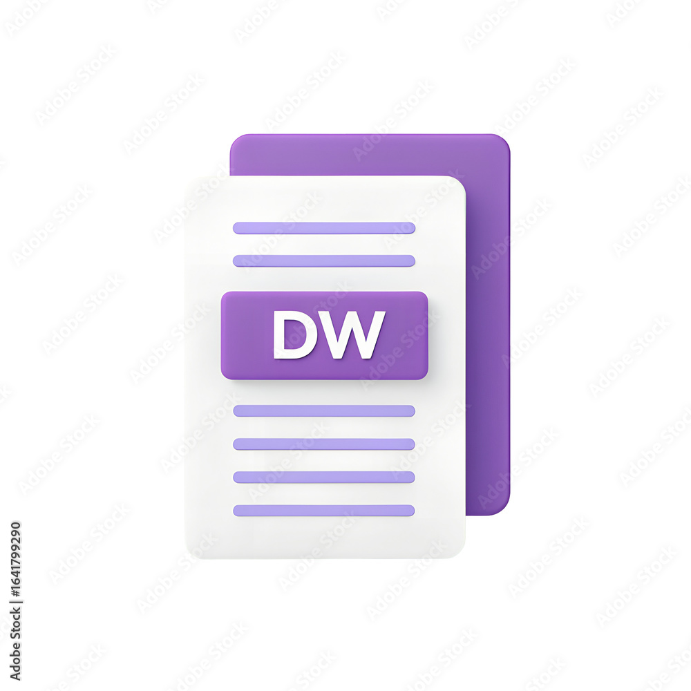 Poster document icon with dw initials isolated on transparent background