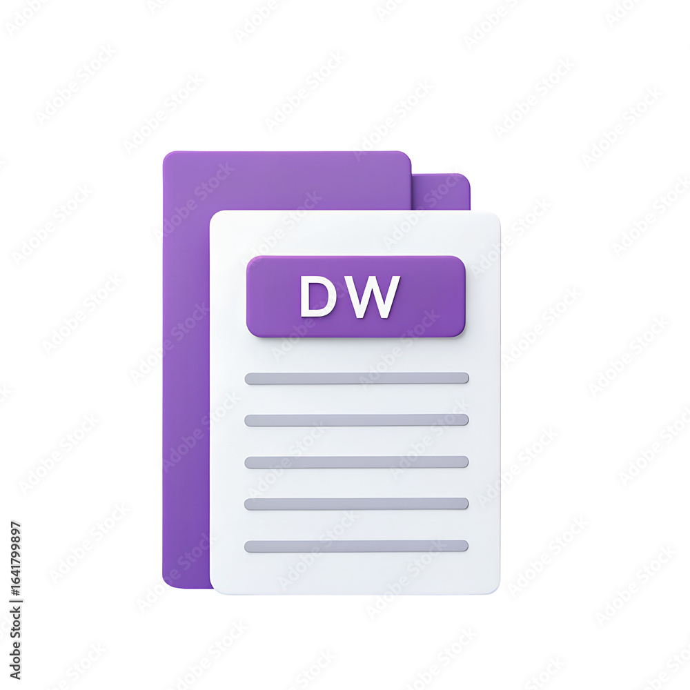 Poster document icon with dw abbreviation isolated on transparent background