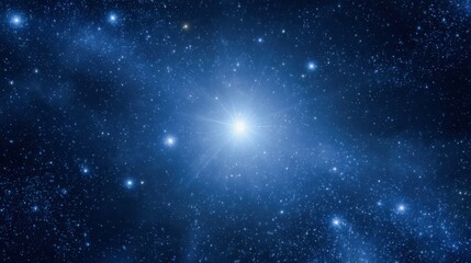 Brilliant Star Shining Through Deep Space with a Backdrop of Nebula Dust and Distant Galaxies