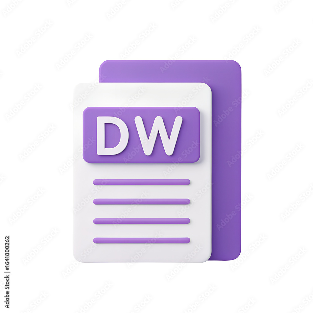 Aufkleber 3d document icon with dw initials isolated on transparent background