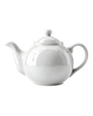 Obraz premium Elegant white ceramic teapot, perfect for cozy tea time moments and sophisticated kitchen decor, offering a classic touch to any brewing experience.