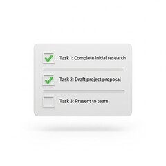 Task list with completed and pending items, project management and workflow illustration on...
