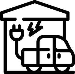 Electric pickup truck charging inside a garage, symbolizing sustainable transportation and eco friendly energy consumption