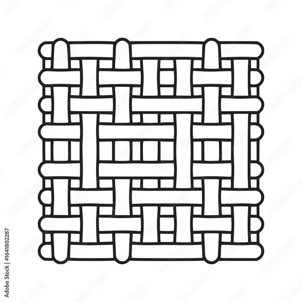 Poster a black and white illustration of a woven pattern with rounded edges on a white background square sh