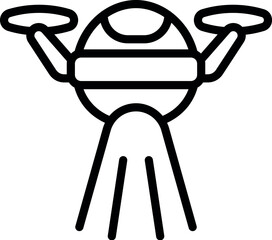 Round drone hovering and projecting light beams, innovative technology for aerial surveillance and lighting