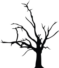 Dead tree, 2D vector, black tree, 