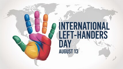 Celebrate International Left-Handers Day with colorful global handprint art.