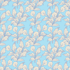 Elegant Calla Lily Seamless Floral Pattern on Blue